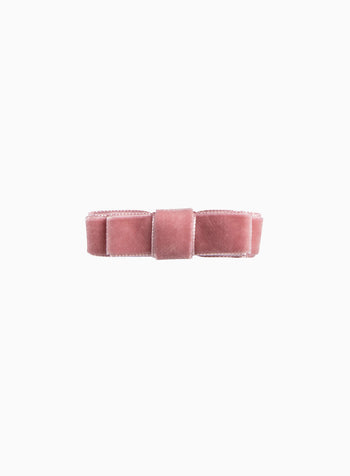 Small Velvet Bow Hair Clip in Blush