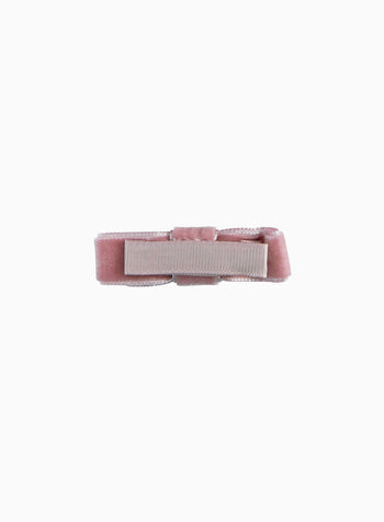 Small Velvet Bow Hair Clip in Blush