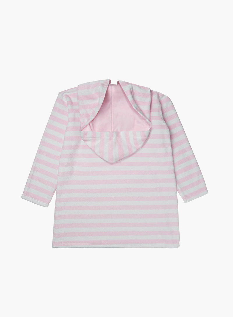 Towelling Hoody in Pale Pink Stripe