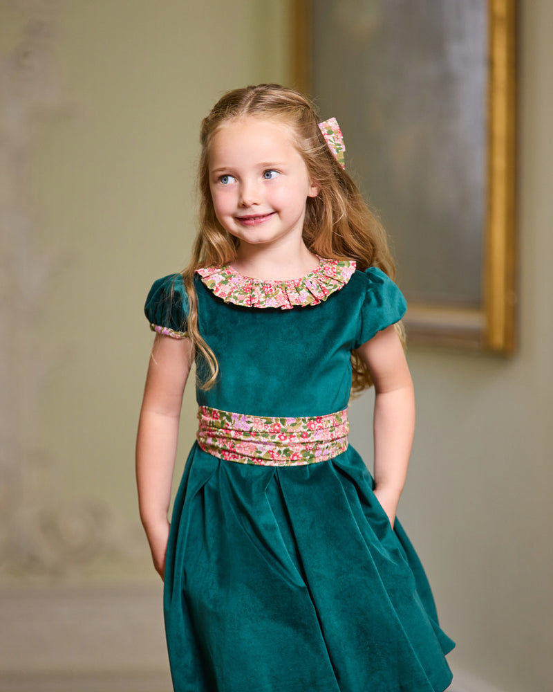 Velvet Party Dress in Red Hedgerow