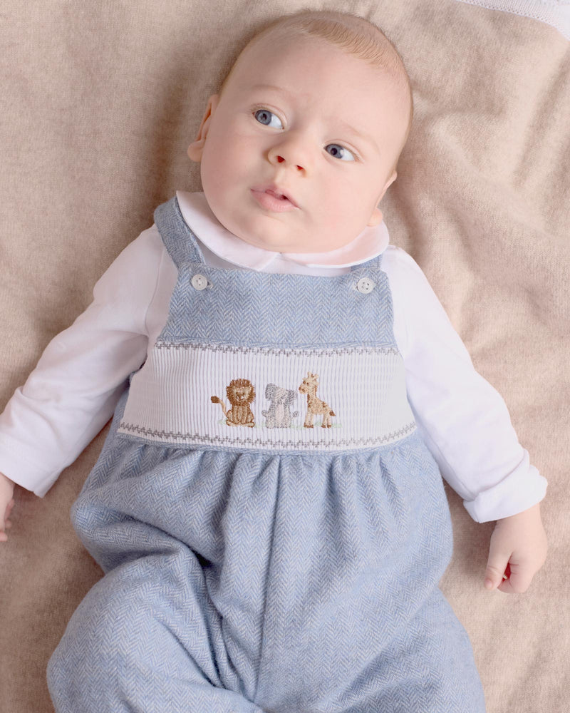 Baby Smocked Dungaree Set in Augustus & Friends