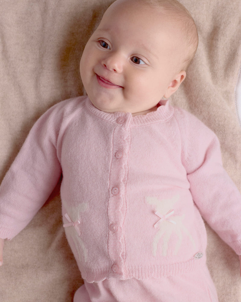 Baby Fawn Cardigan in Pale Pink