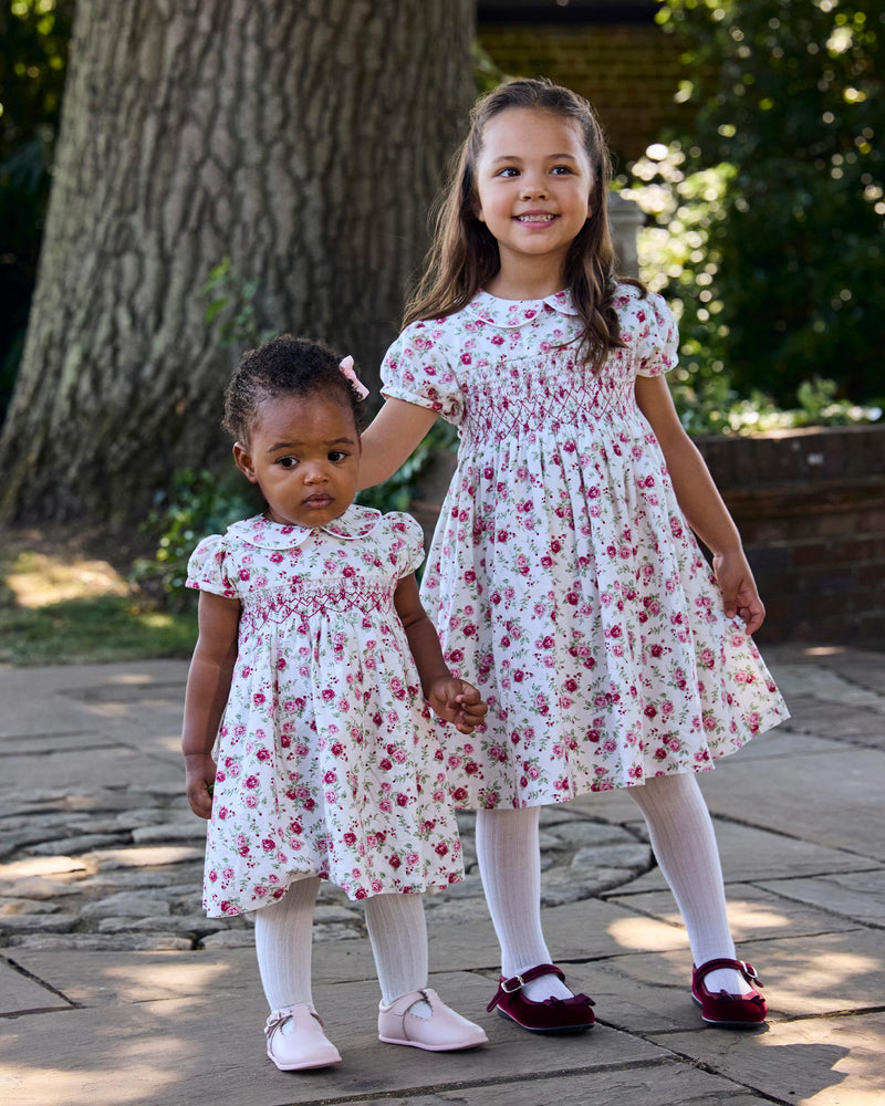 Arabella Rose Floral Smocked Dress in Pink
