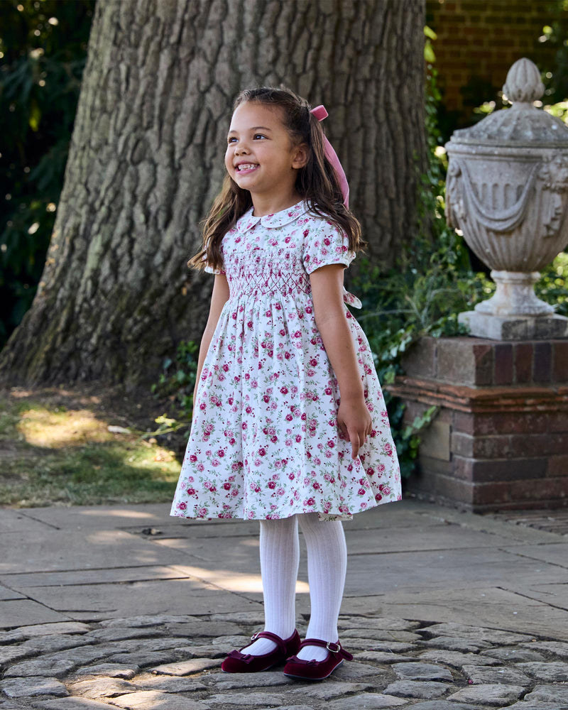 Arabella Rose Floral Smocked Dress in Pink