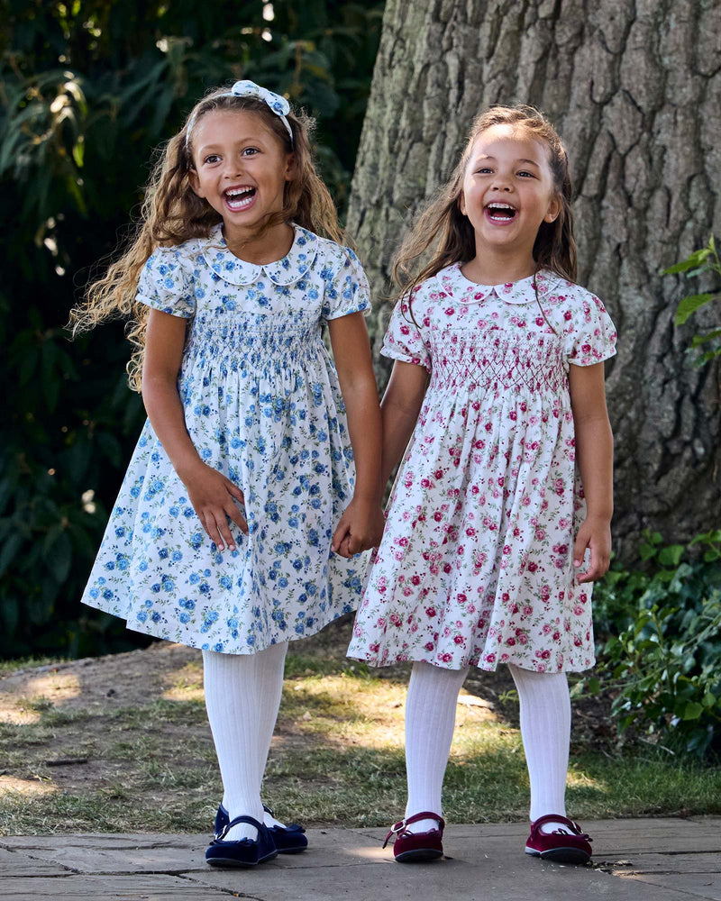 Arabella Rose Floral Smocked Dress in Pink