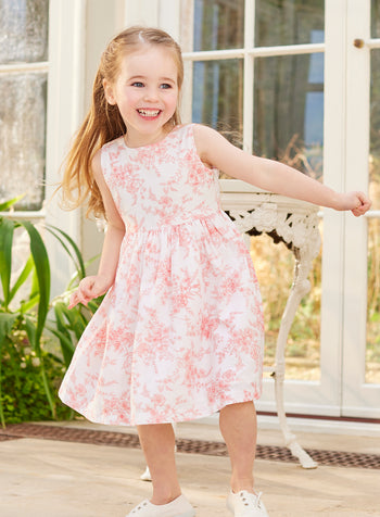 Maeva Big Bow Dress in Mid Pink Floral