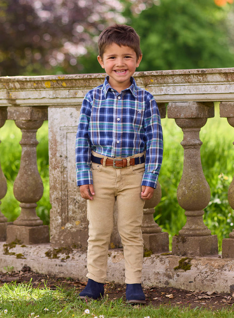 Oliver Shirt in Brown/Blue Check