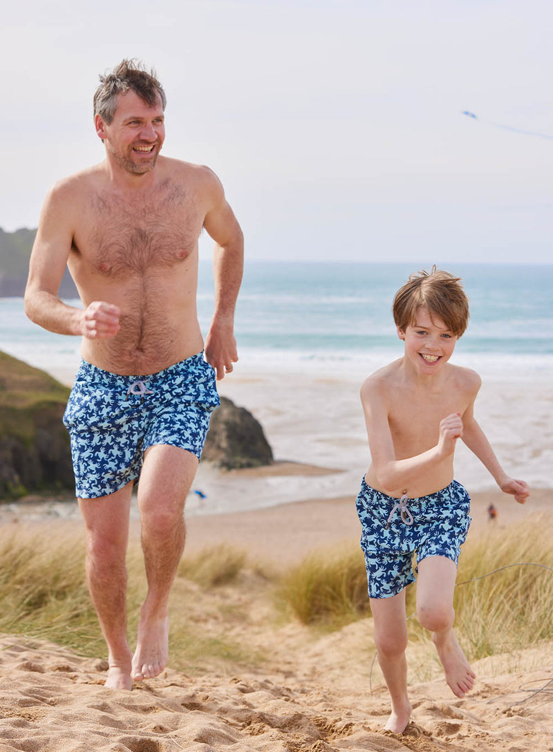 Mens Daddy & Me Swimshorts in Navy Crab