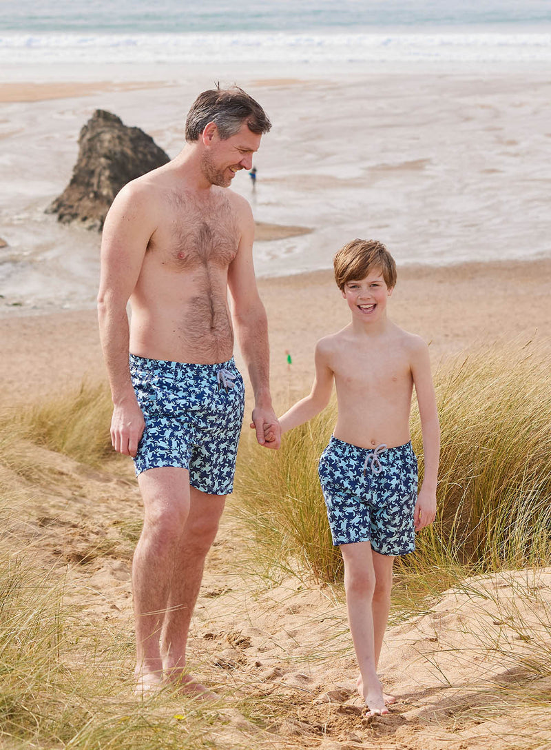 Mens Daddy & Me Swimshorts in Navy Crab