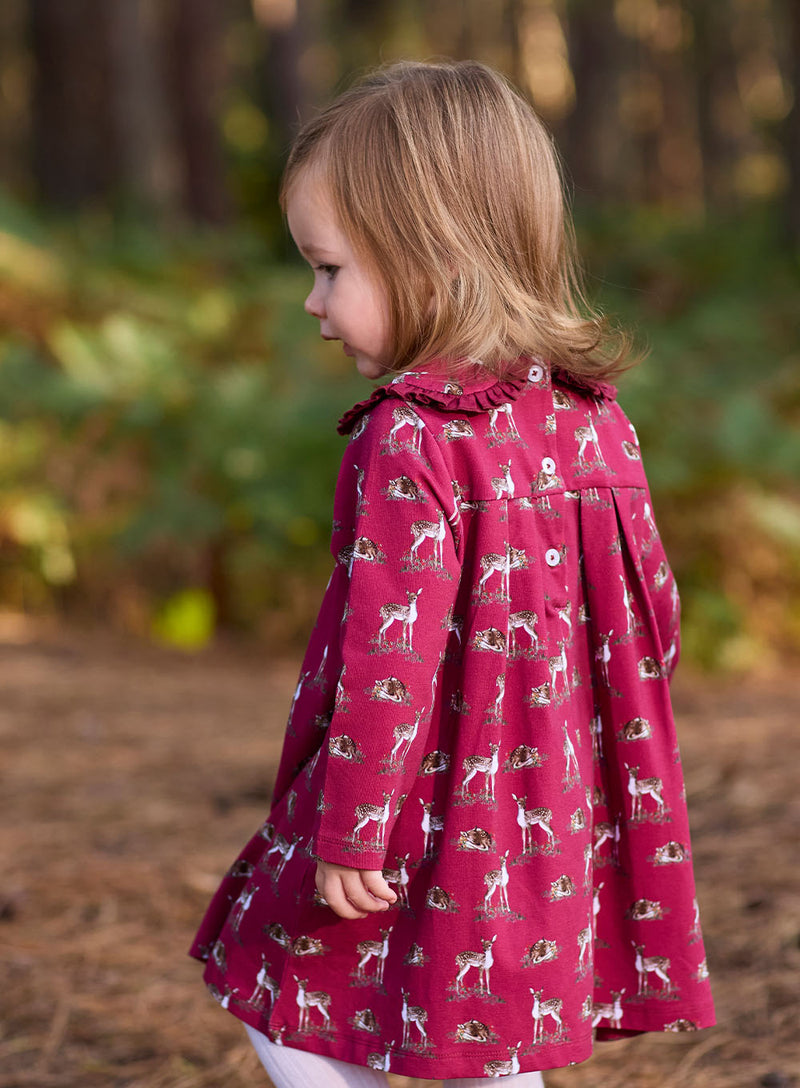 Baby Deer Jersey Dress in Berry