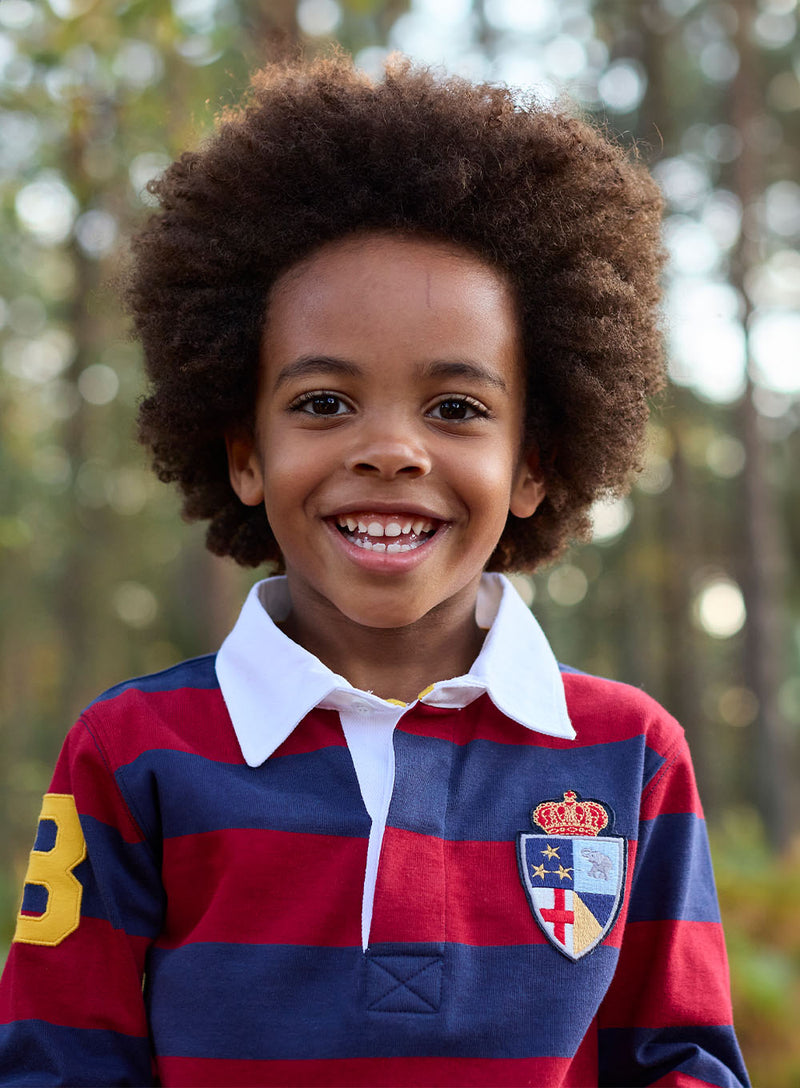 Nicholas Rugby Shirt in Navy/Red Stripes