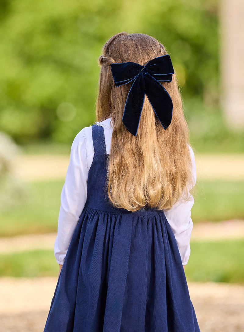 Extra Large Velvet Bow Hair Clip in Navy