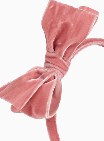 Velvet Big Bow Alice Band in Blush