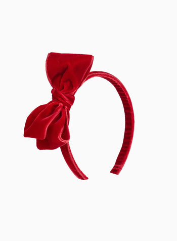 Velvet Big Bow Alice Band in Red