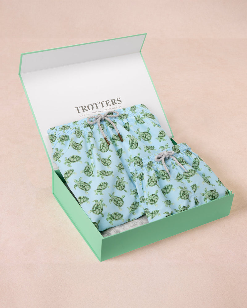 Daddy & Me Baby - Blue Turtle Swimshorts Gift Set