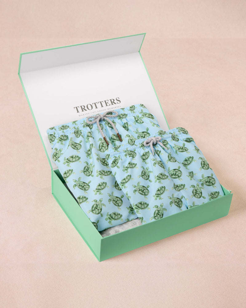 Daddy & Me Boys - Blue Turtle Swimshorts Gift Set
