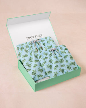 Daddy & Me Boys - Blue Turtle Swimshorts Gift Set