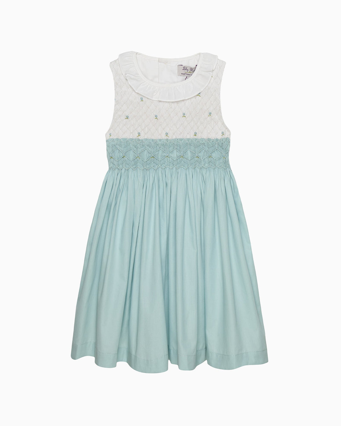 Lily Rose Dress Sleeveless Willow Hand Smocked Dress in Sea Blue