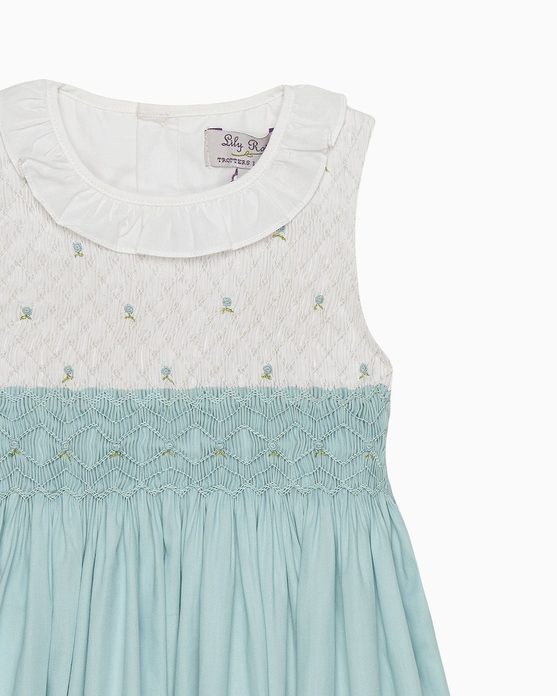 Lily Rose Dress Sleeveless Willow Hand Smocked Dress in Sea Blue