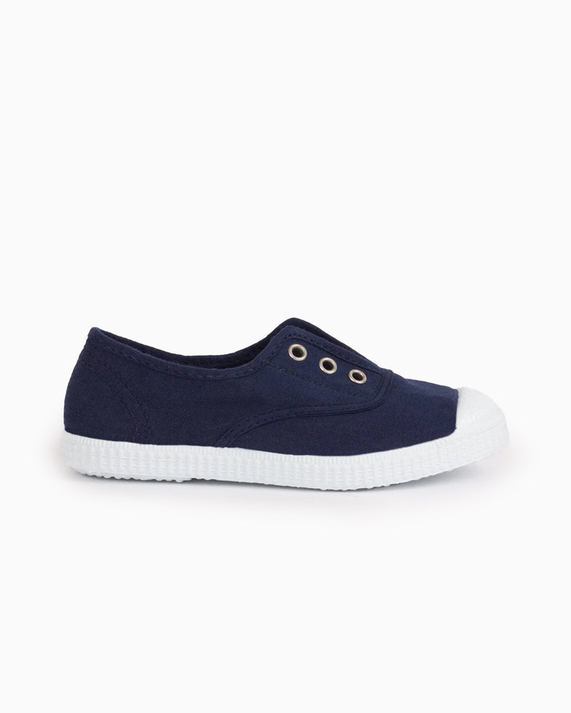 Hampton Canvas Plum Plimsolls in Navy