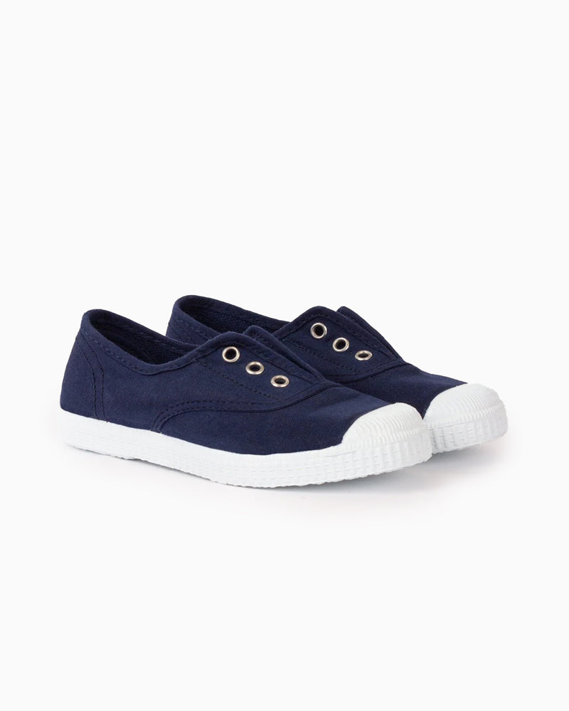 Hampton Canvas Plum Plimsolls in Navy