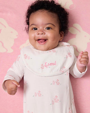 Baby Bib in Pale Pink Bunny
