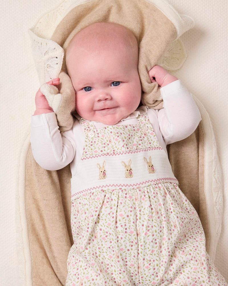 Baby Smocked Overalls Set in Bunny