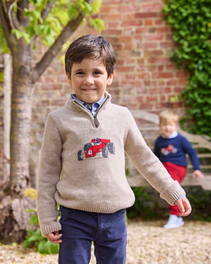 Chelsea Clothing Company sweater Charles Car Half Zip sweater in Oatmeal