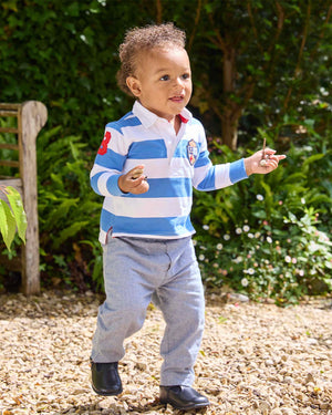Chelsea Clothing Company Top Baby Nicholas Rugby Shirt in Denim Blue/White