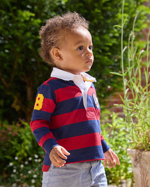Chelsea Clothing Company Top Baby Nicholas Rugby Shirt in Red/Navy