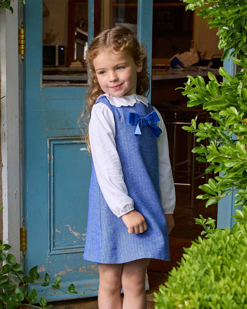 Georgina Bow Dress in Blue
