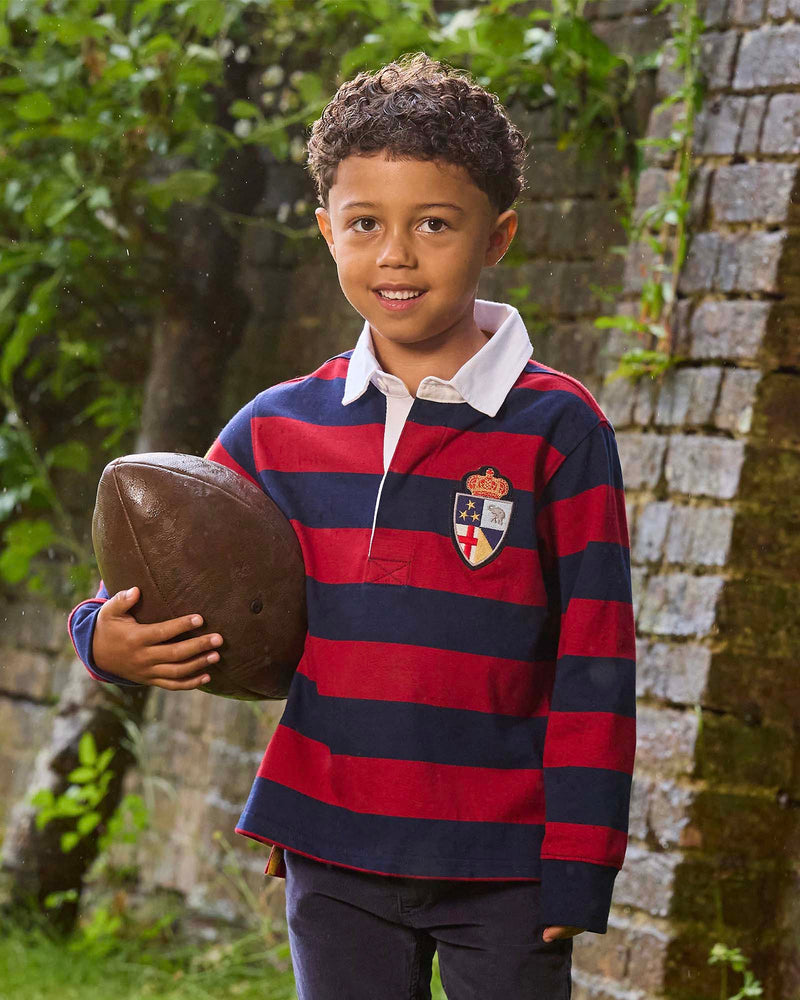 Nicholas Rugby Shirt in Red/Navy Stripe