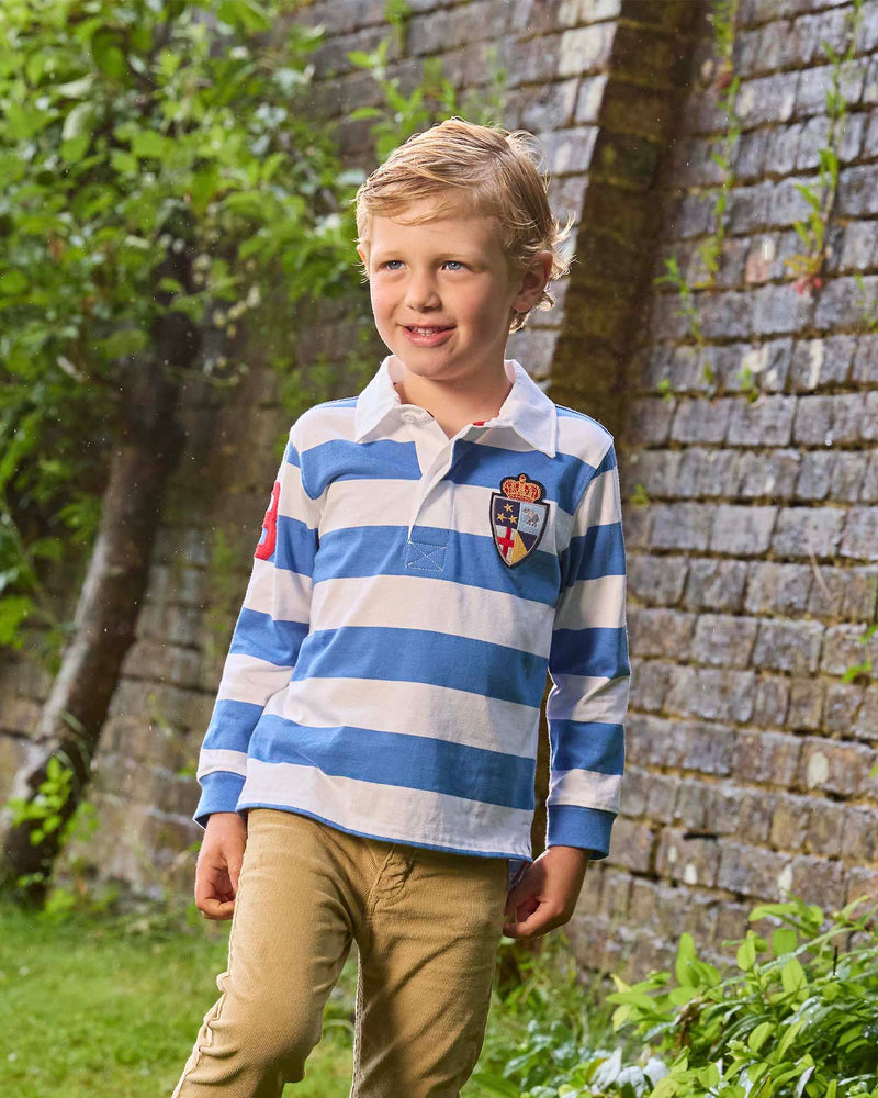 Nicholas Rugby Shirt in Denim Blue/White