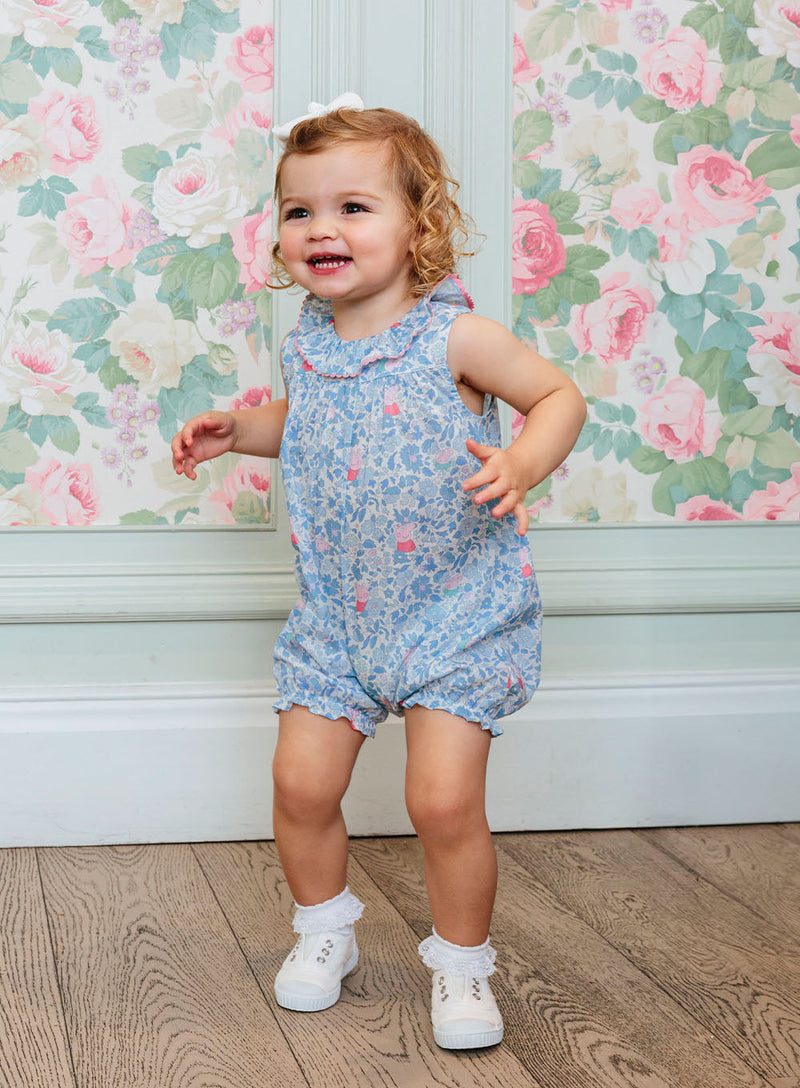 PEPPA PIG x Trotters Romper Baby Willow Romper in Blue Peppa Meadow