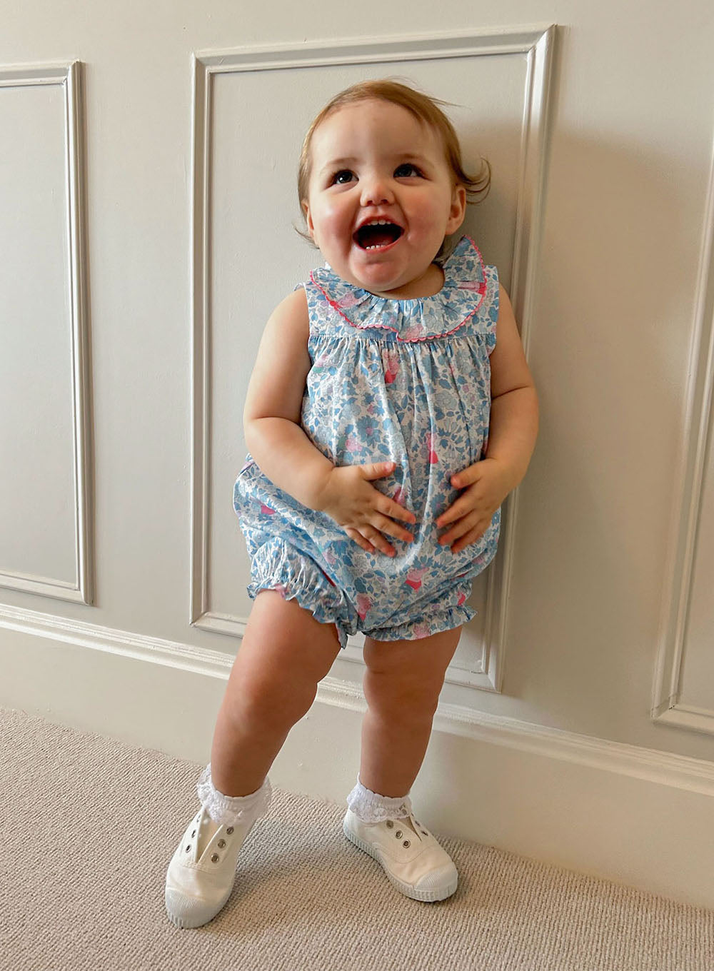 PEPPA PIG x Trotters Romper Baby Willow Romper in Blue Peppa Meadow