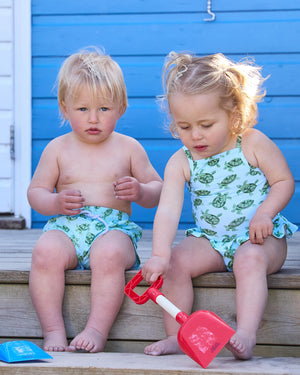 Baby Peplum Swimsuit in Turtle