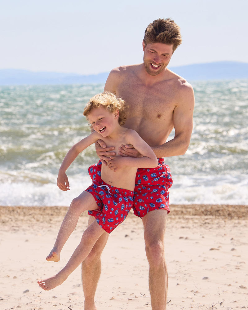 Boys Swimshorts in Red Fish