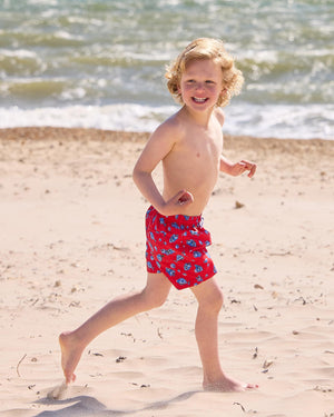 Boys Swimshorts in Red Fish