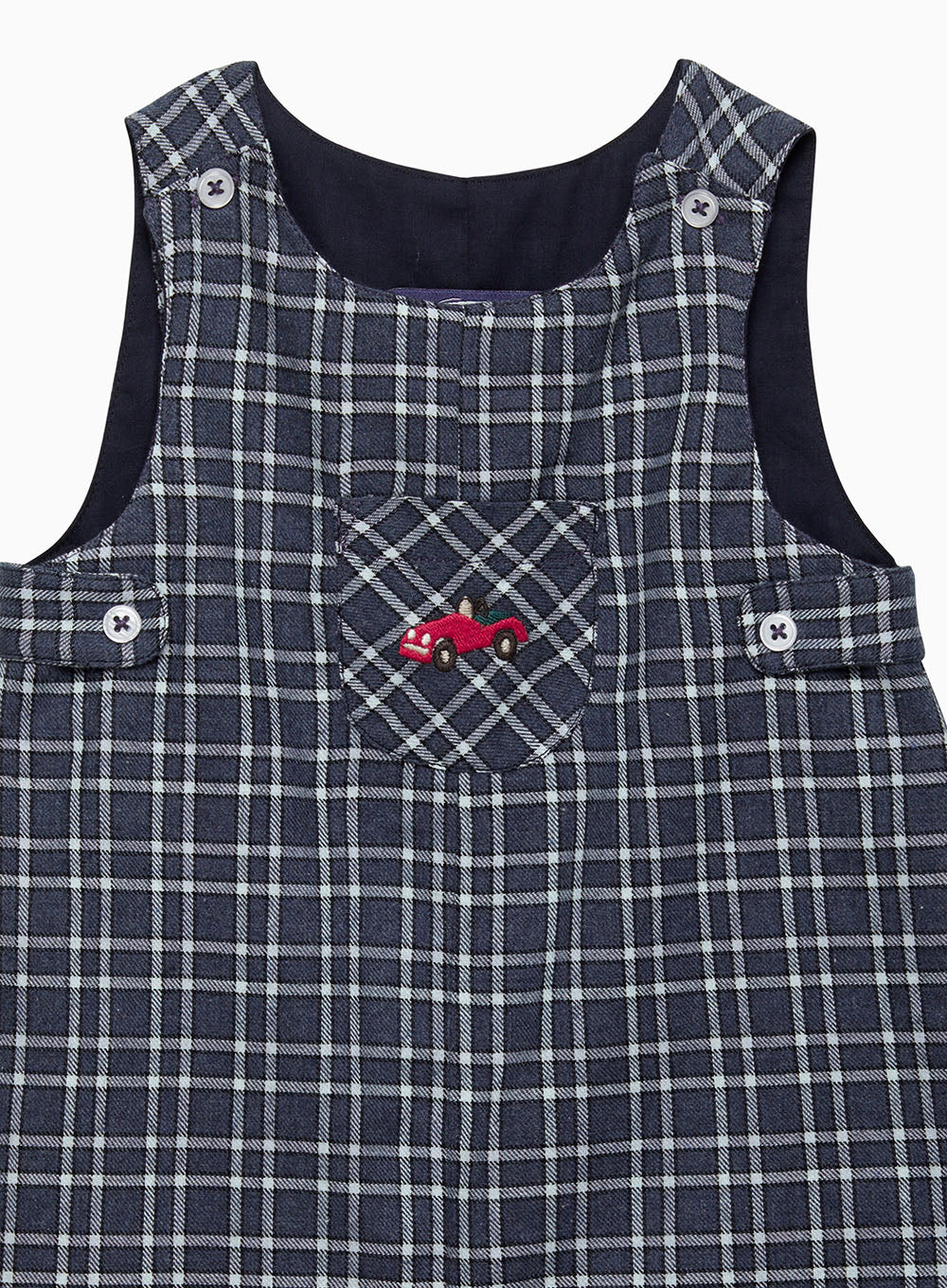 Thomas Brown Bib Shorts Baby Archie Romper in Car