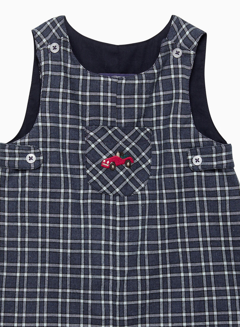 Thomas Brown Bib Shorts Baby Archie Romper in Car