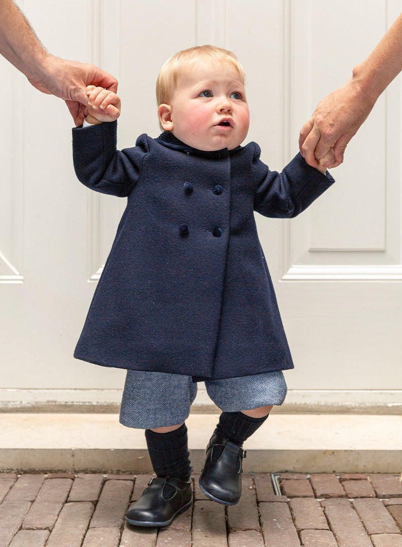 Trotters Heritage Coat Baby Raglan Coat in Navy