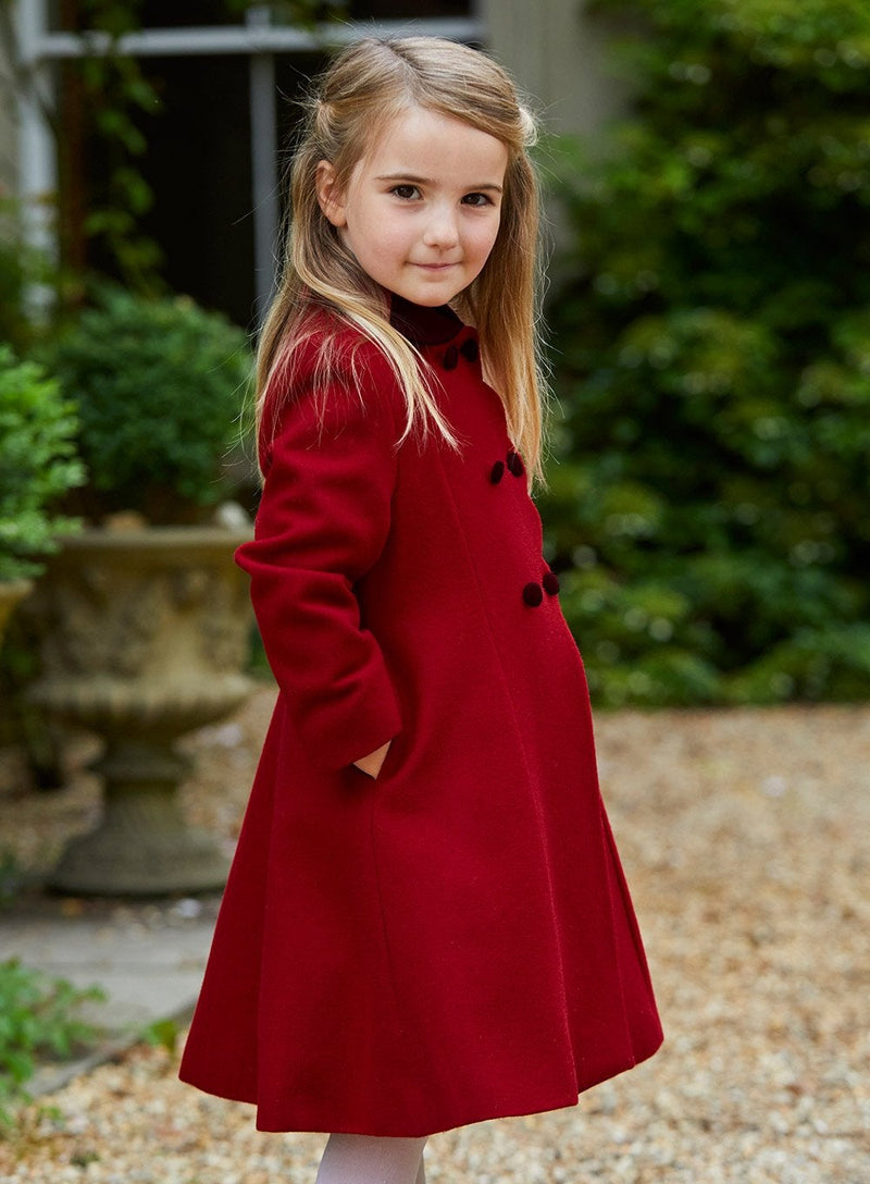 Trotters Heritage Coat Scalloped Coat in Red - Trotters Childrenswear