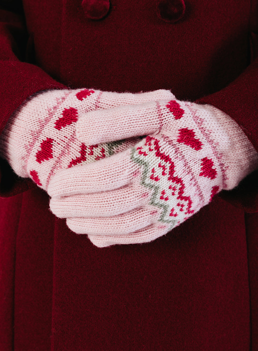 Fair Isle Gloves in Pink