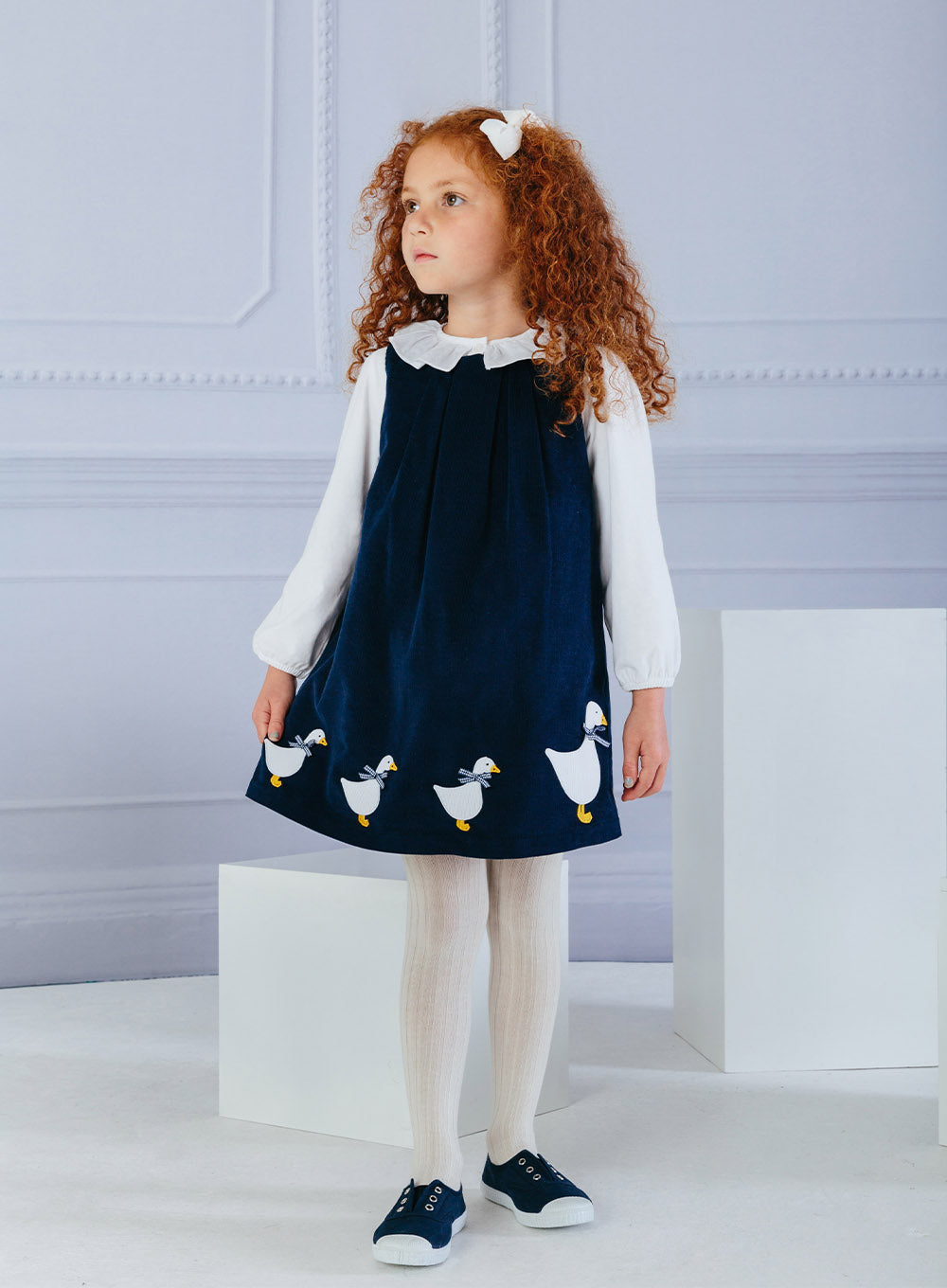 Jemima Cord Pinafore in Navy