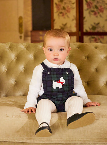 Little Scottie Plaid Bib Shorts
