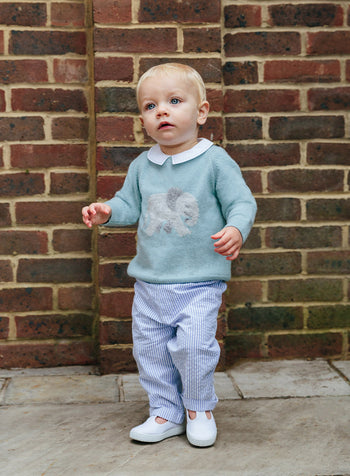 Thomas Brown Trousers Little Orly Trousers in Pale Blue Stripe