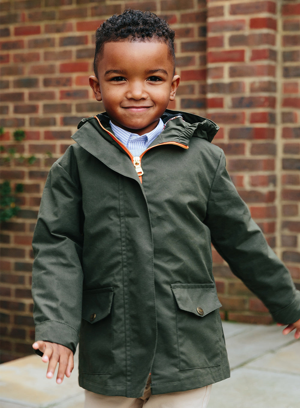 Boys' Khaki Green Colourblock Kids' Hooded Puffer Jacket – Threadbare