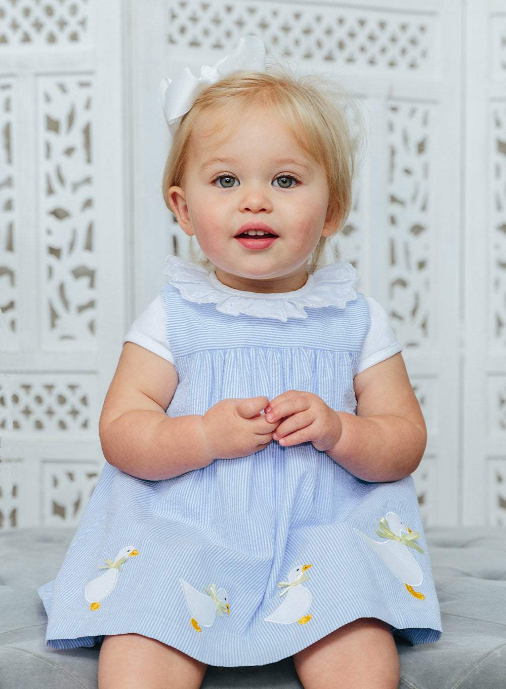 Tæt Gennemsigtig Continental Confiture Baby Girls Jemima Pinafore in Blue Stripe | Trotters London –  Trotters Childrenswear USA