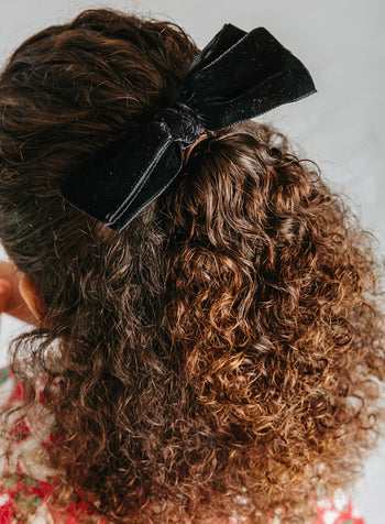 Velvet Bow Hair Bobble in Black