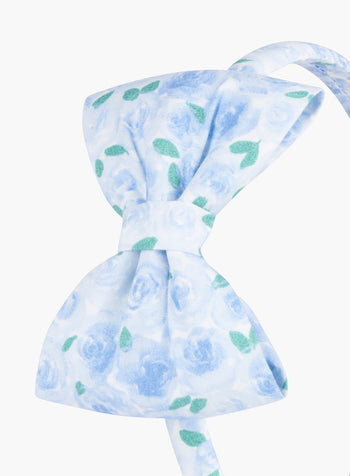 Rosie Big Bow Headband in Pale Blue Rose